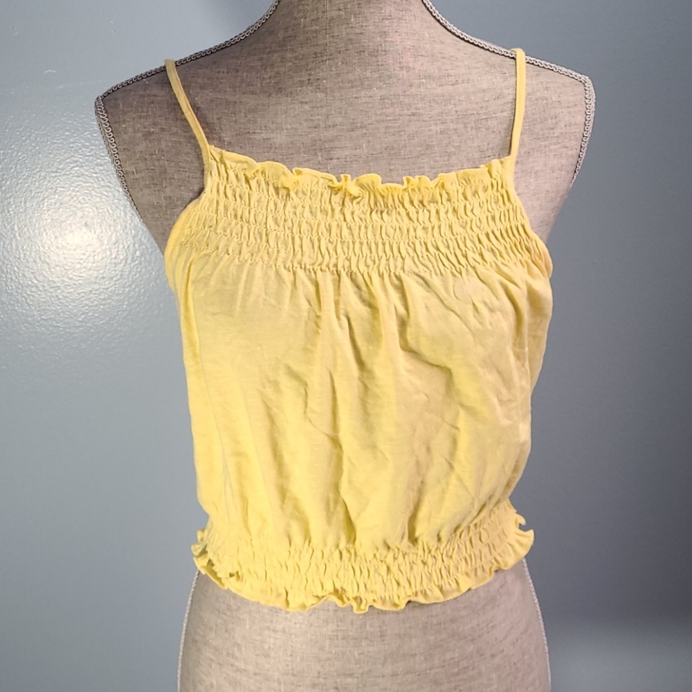 PacSun Me to We Yellow Smocked Hem Crop Size Medium NWT